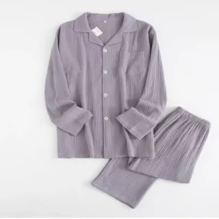 Pyjamas en Rose et Gris en Coton pour Couple
