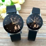 Montres en Cuir Noir pour Couple
