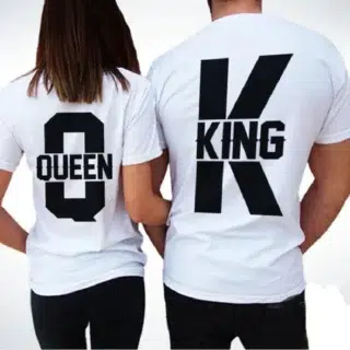 T-shirt Blanc pour Couple King et Queen