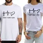 T-shirts Blancs avec Col Rond de Couple
