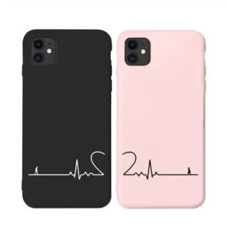 Coque pour Couple Á ImpriRythme Cardiaque »