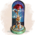 Rose Éternelle en Cristal Rouge et Doré