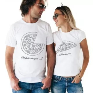 T-shirts Motif Pizza pour Couple